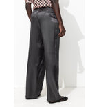 Billy Women's Satin Trousers - Plain Dark Gray
