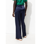 Billy Women's Satin Trousers - Plain Dark Blue