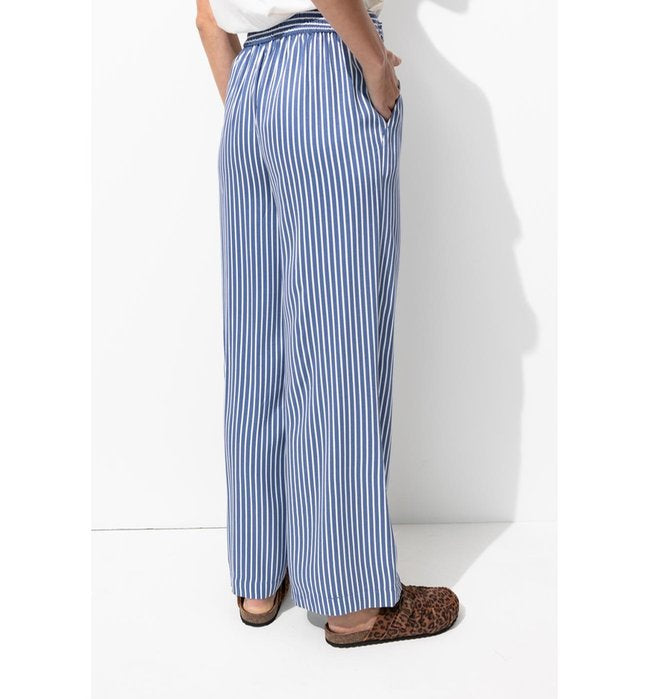 Women's Wide and Fluid Trousers - Striped Blue