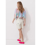 Shorts De Lona De Sarga Bordados - Natural Claro Liso