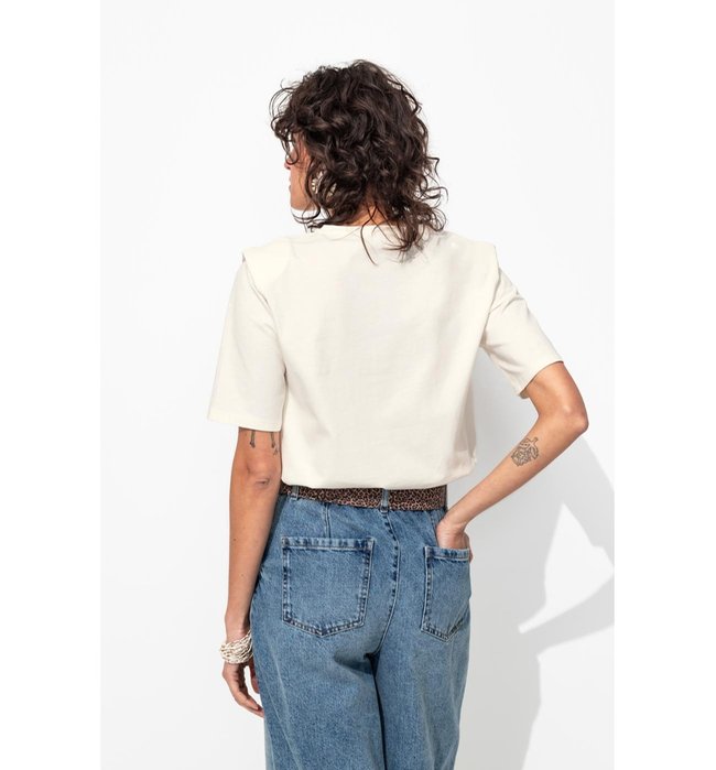 Camiseta con hombreras para mujer - Un solo color Natural Claro