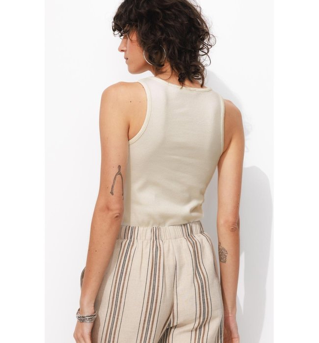 Ribbed Jersey Tank Top - Plain Light Natural