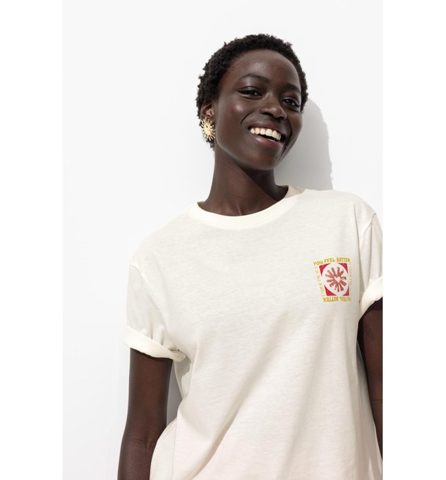 Women's Back Message T-shirt - Natural Print