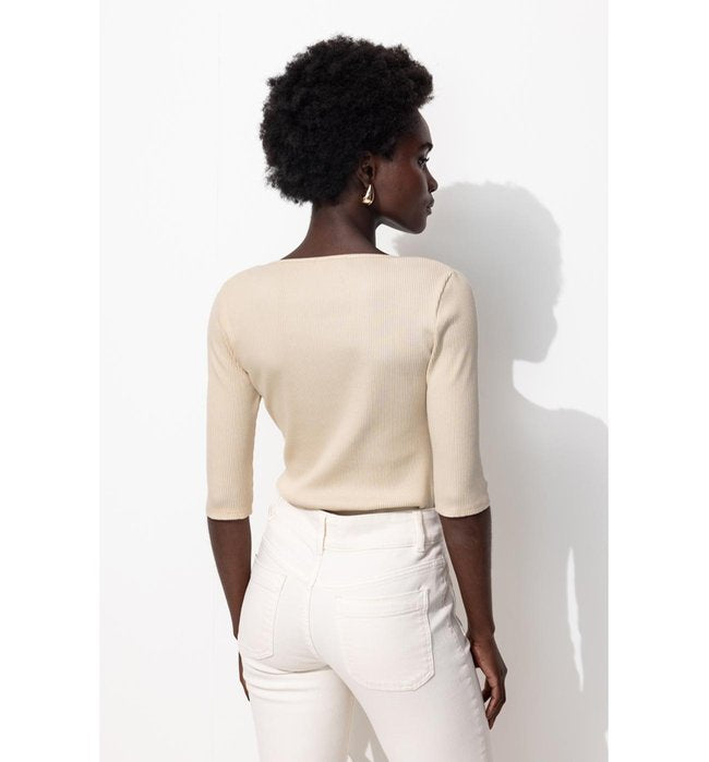 Women's Square Neck T-shirt - Plain Light Natural