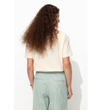 Mujer Camiseta Bordada Color Natural Claro, Un Color