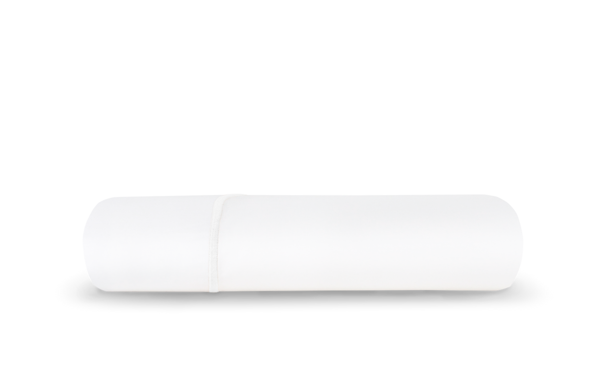 Bovenlaken percale katoen - Afwerking met bies - Wit met witte festonsteek
