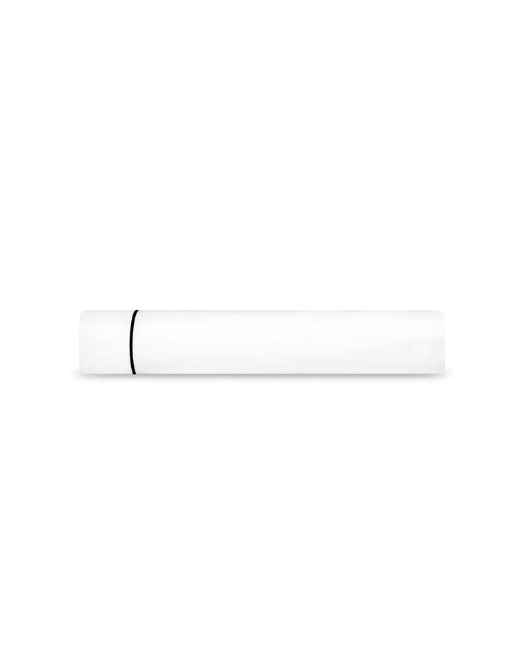 Drap Plat Satin De Coton - Blanc Bourdon Noir