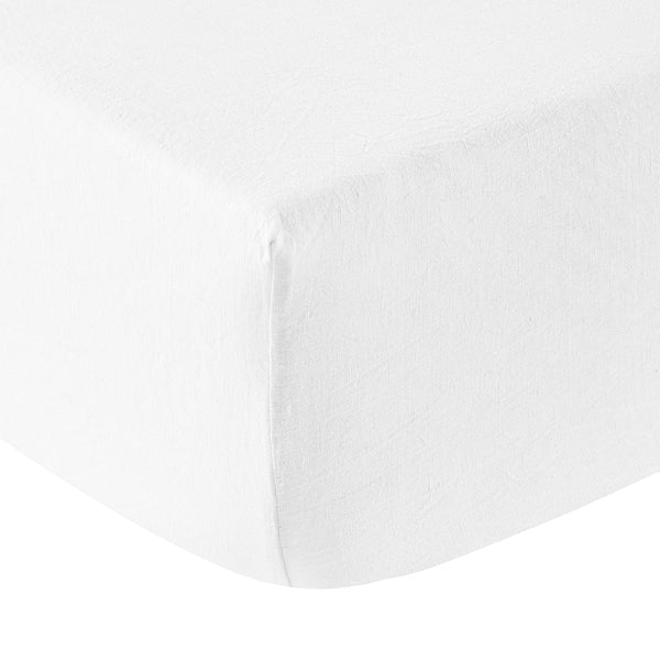 Lin Lavé - Drap Housse - Blanc