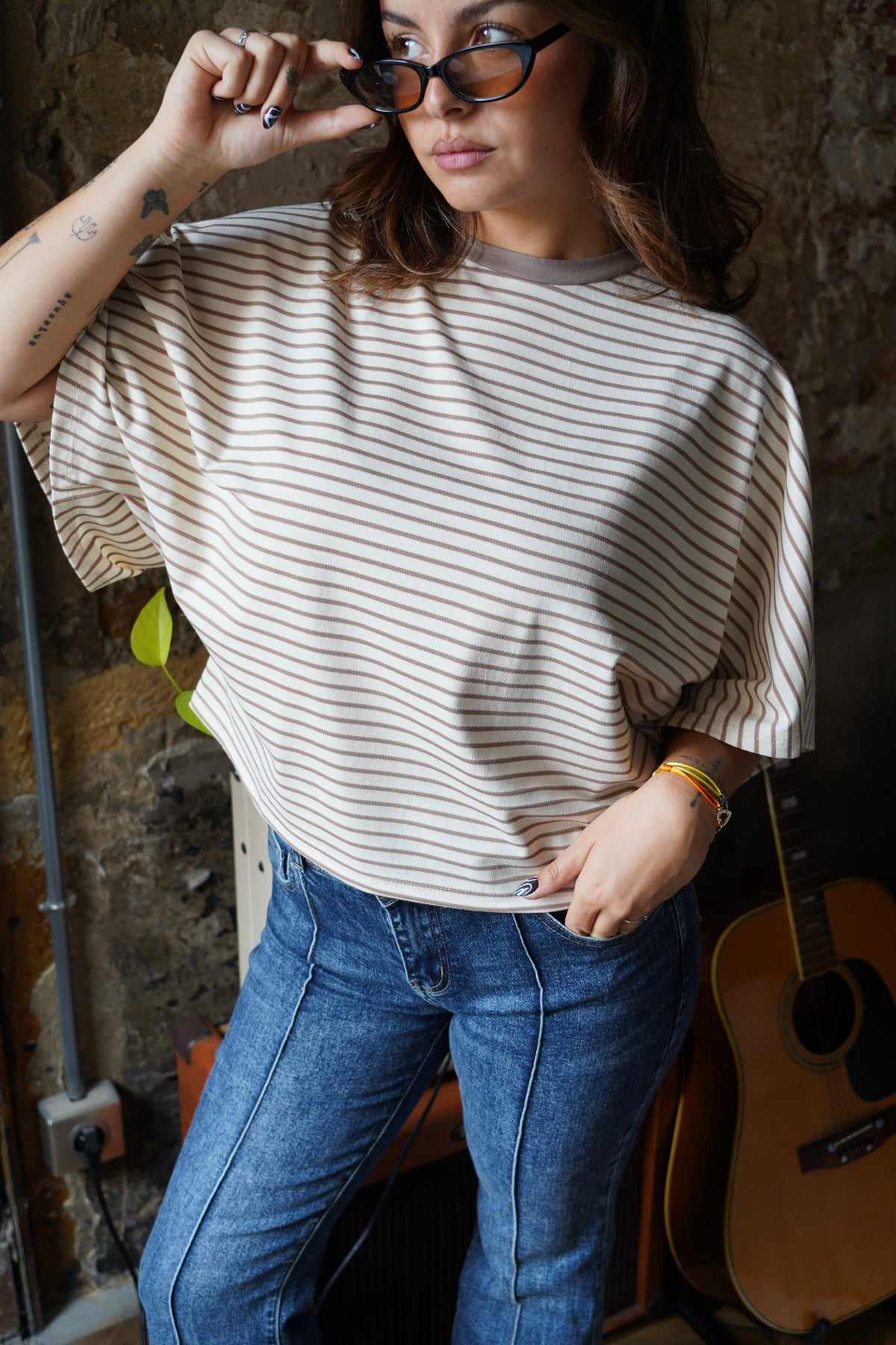Randig t-shirt Pablo Beige