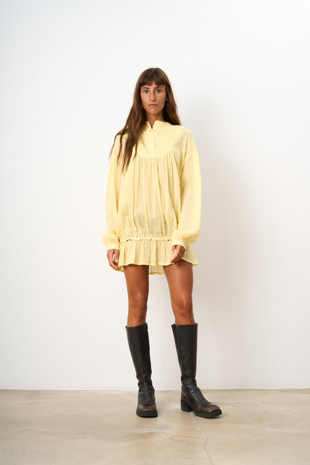 Mini Robe/Chemise Puff Yellow