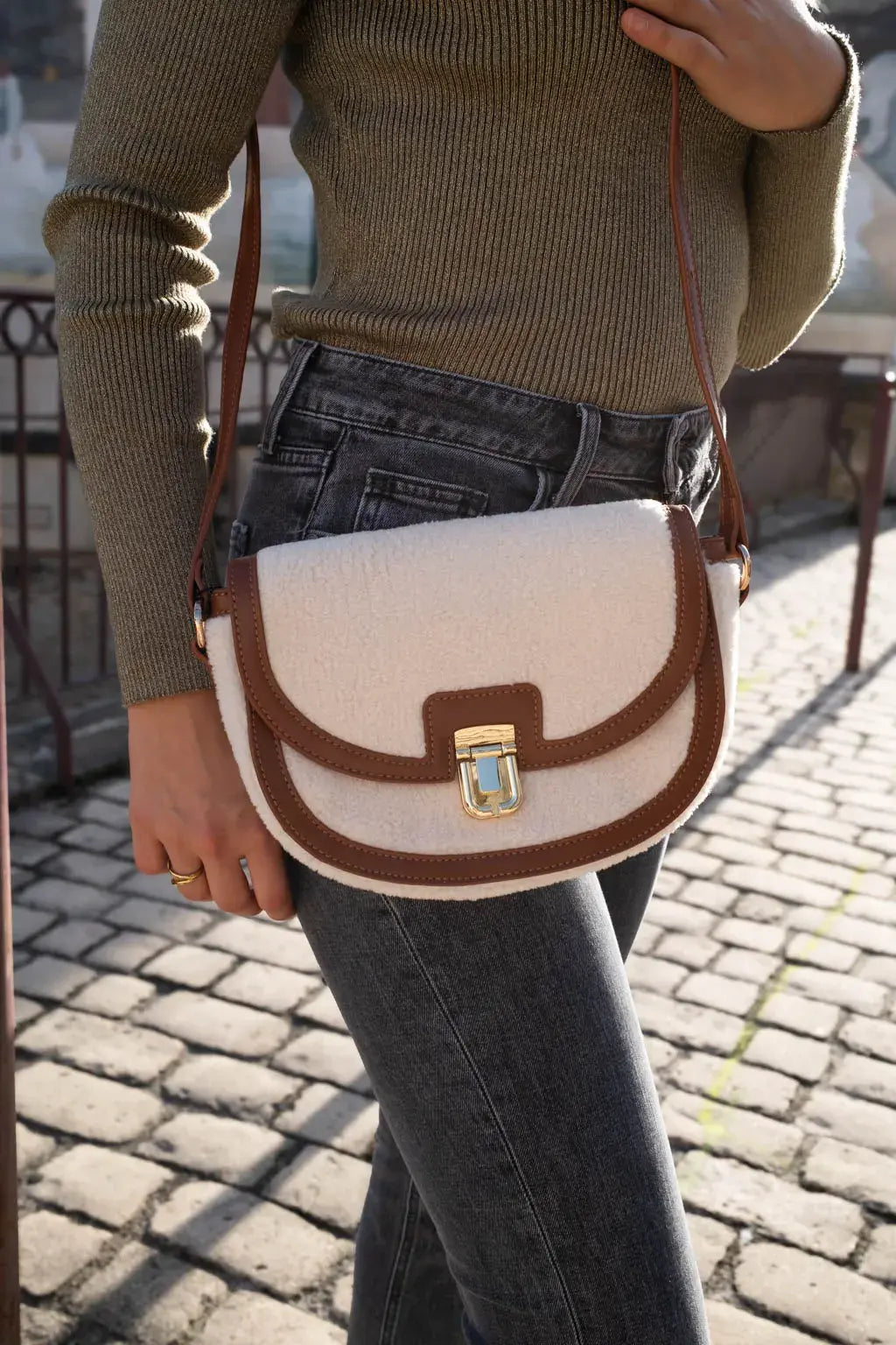 Borsa Era - Ecrù/Cognac
