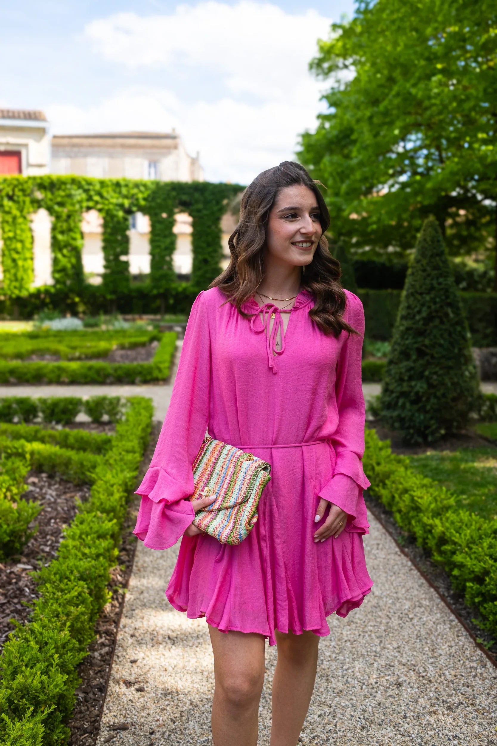 vestido rosa tory