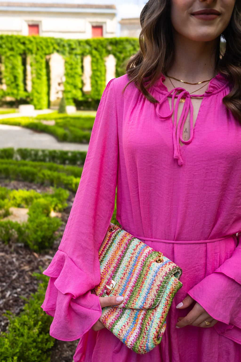 vestido rosa tory
