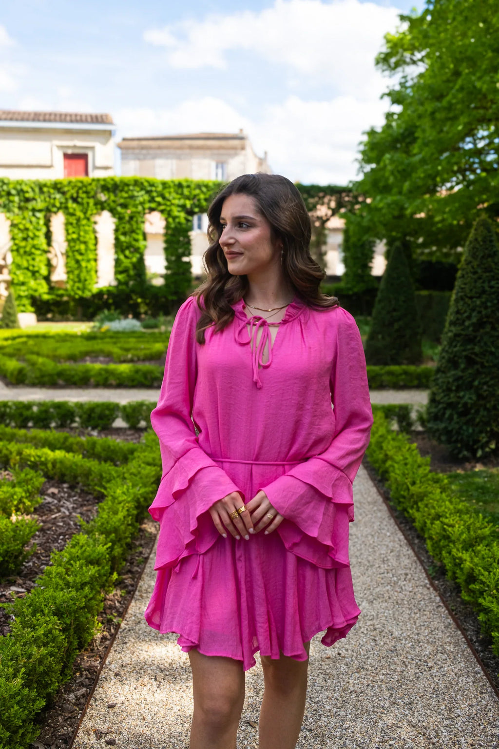 vestido rosa tory