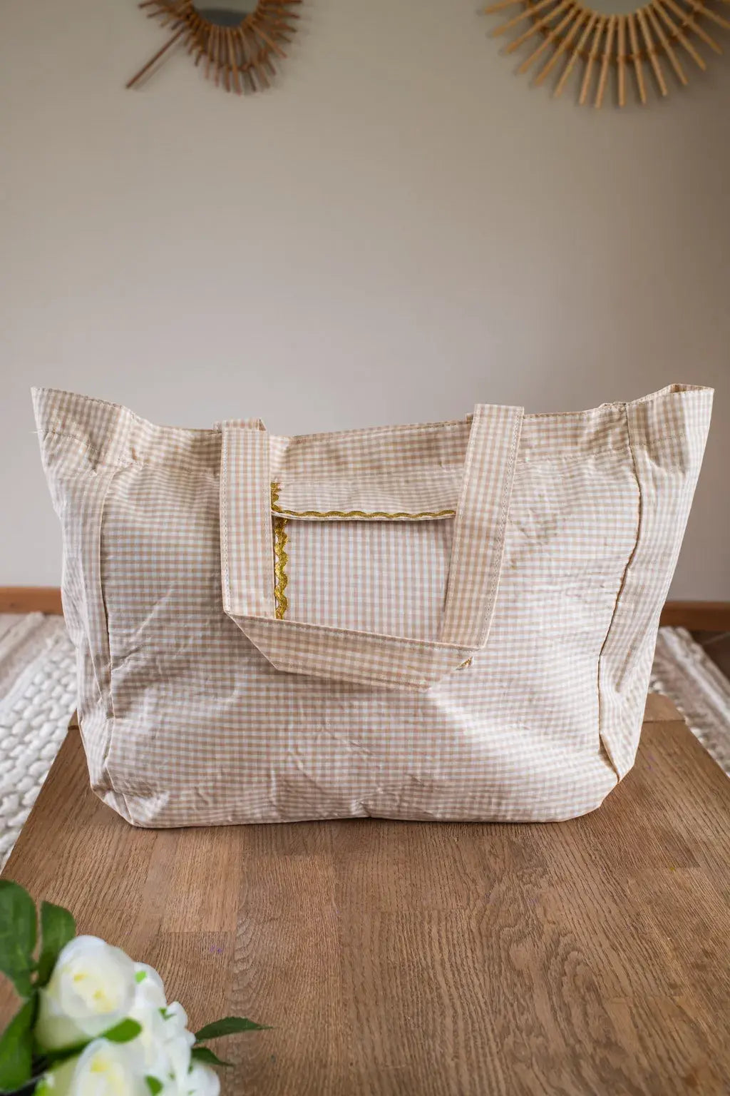 Sac Cabas Vichy - Beige
