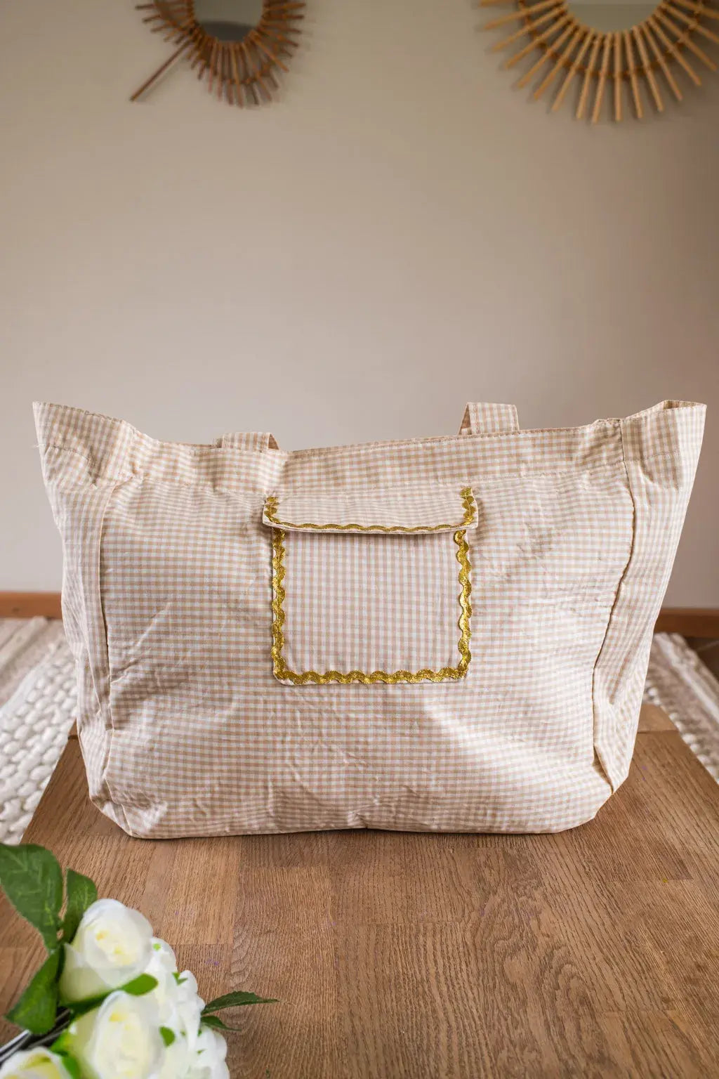 Sac Cabas Vichy - Beige