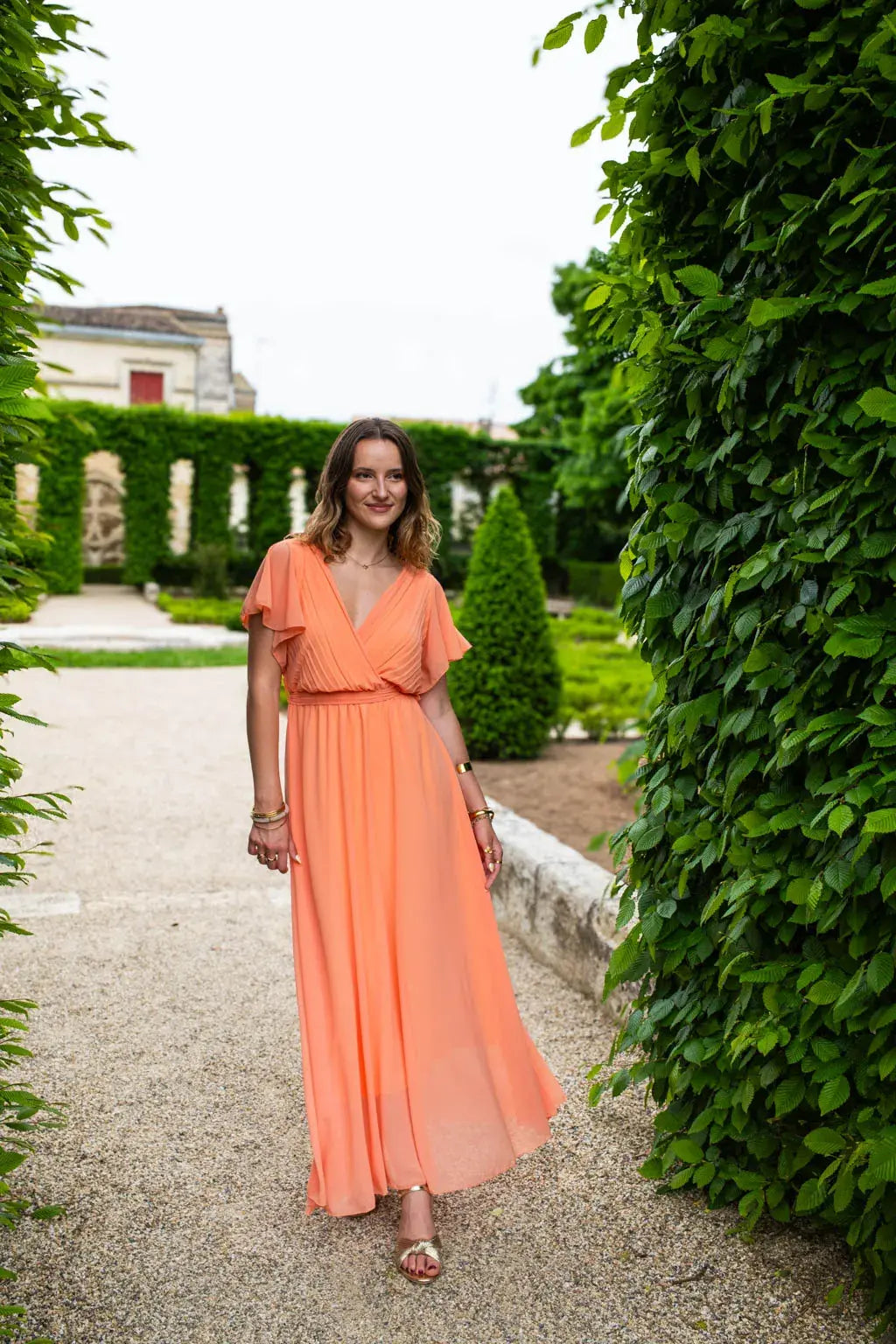 Mila Long Peach Dress