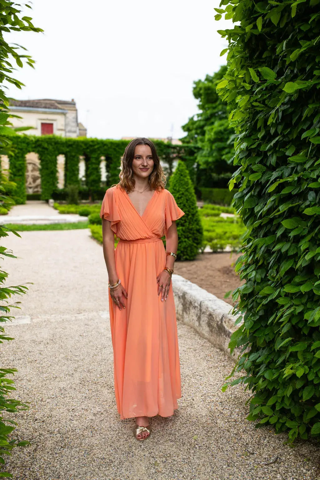 Mila Long Peach Dress