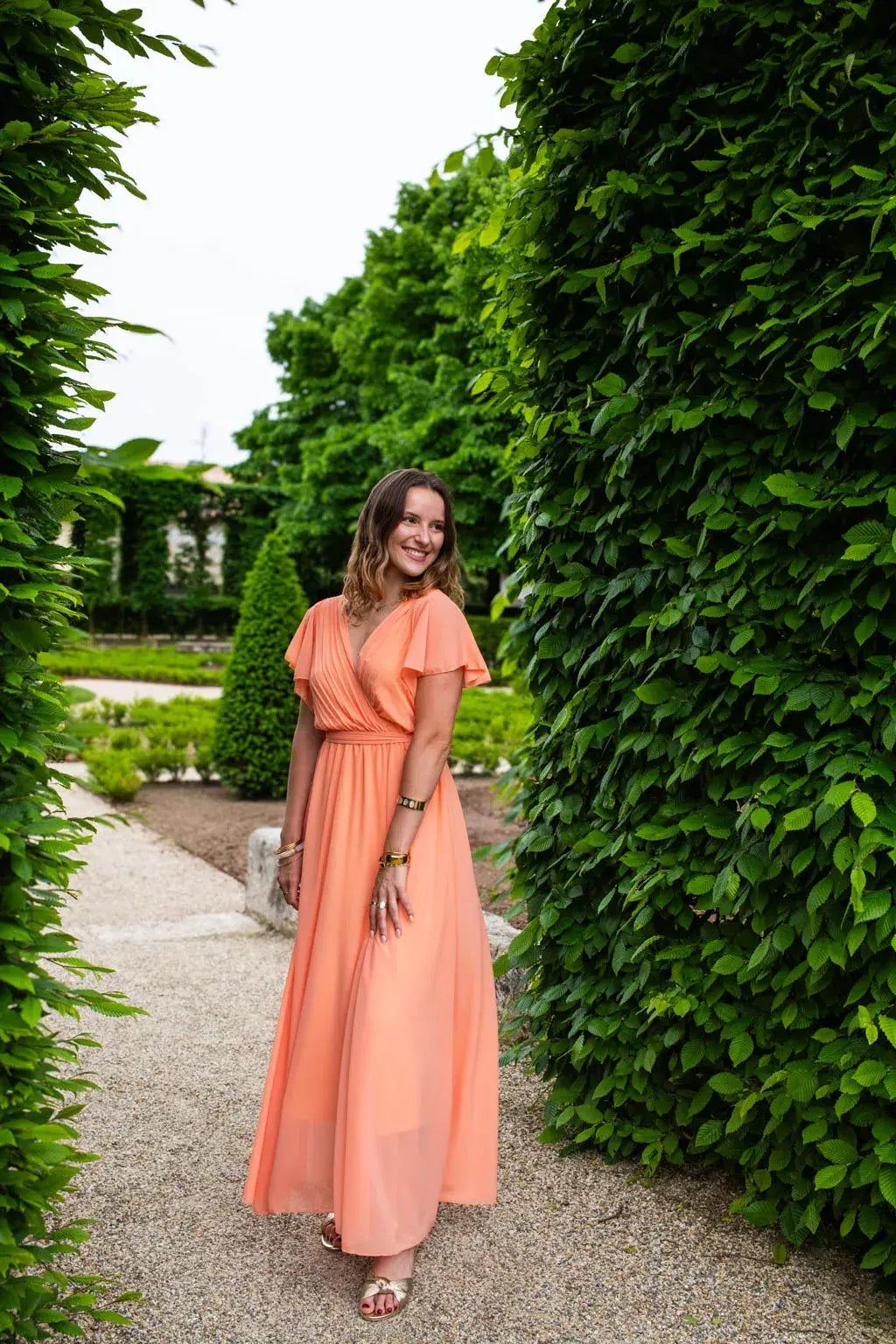 Mila Long Peach Dress