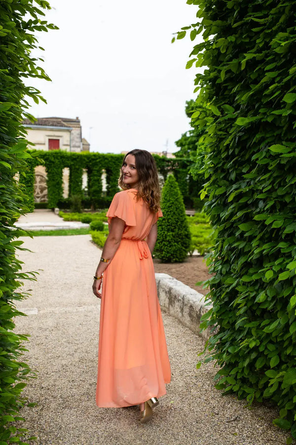 Mila Long Peach Dress