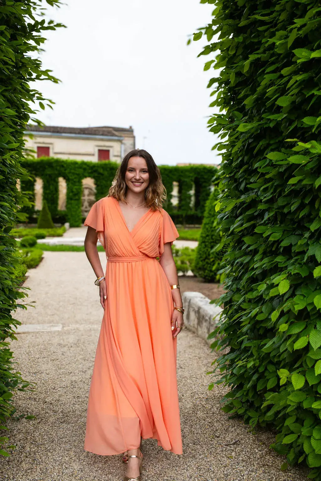 Mila Long Peach Dress