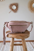 Velvet Leather Belt Bag - Hunter Pale Pink