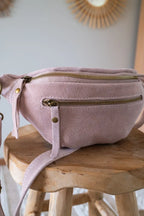 Velvet Leather Belt Bag - Hunter Pale Pink