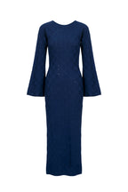 Robe En Laine Mélangée Dos-Nu À Carreaux - Bleu Marine