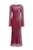 Robe Longue En Velours Dévoré Léopard Avec Doublure - Rose