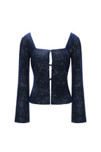 Top con lacci in velluto con cristalli - blu palace