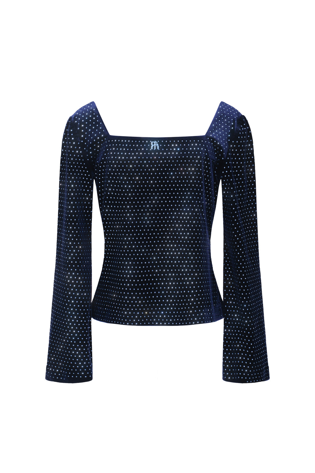 Top con lacci in velluto con cristalli - blu palace