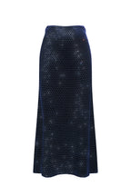 Jupe Midi En Velours À Cristaux - Bleu Palace