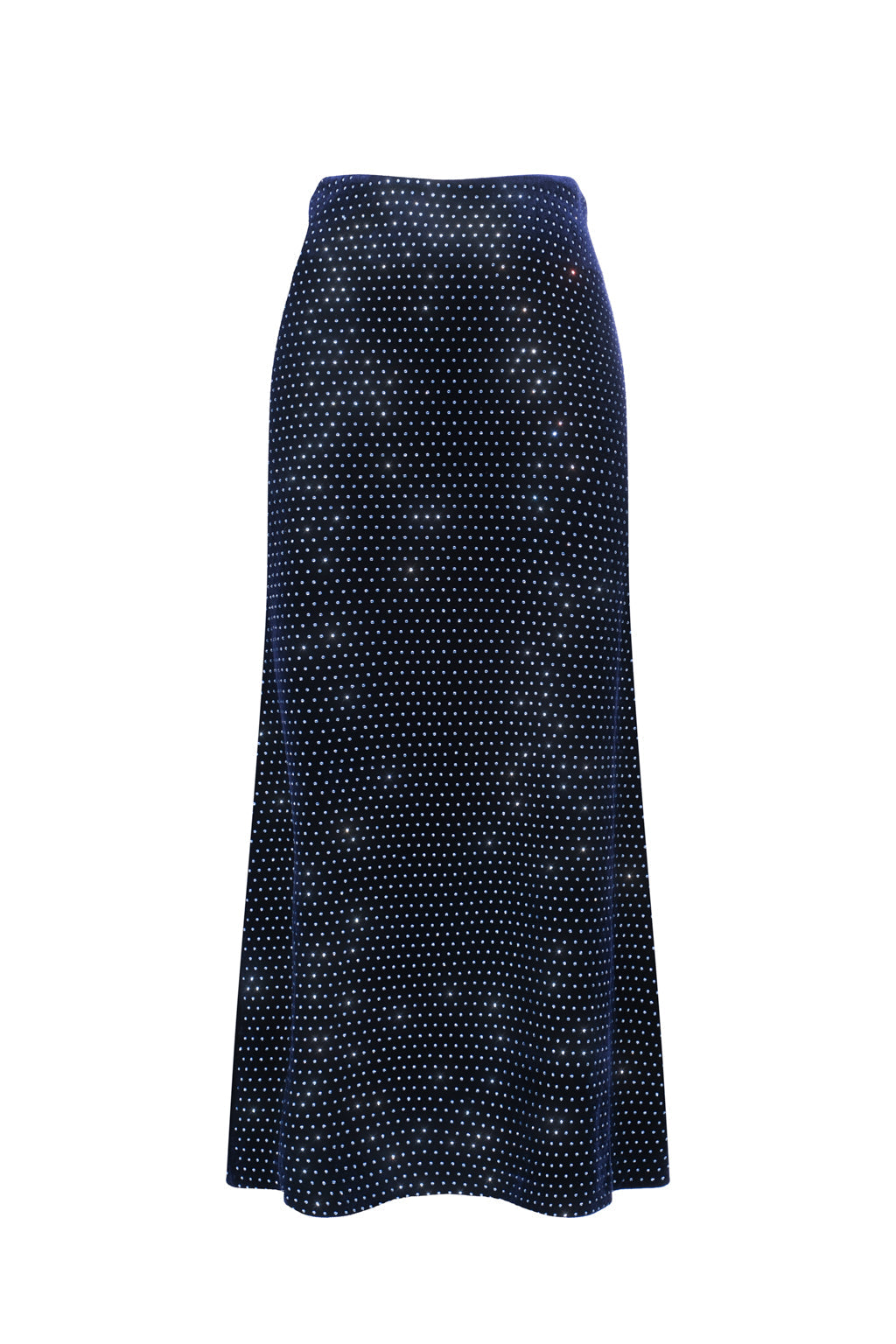 Jupe Midi En Velours À Cristaux - Bleu Palace