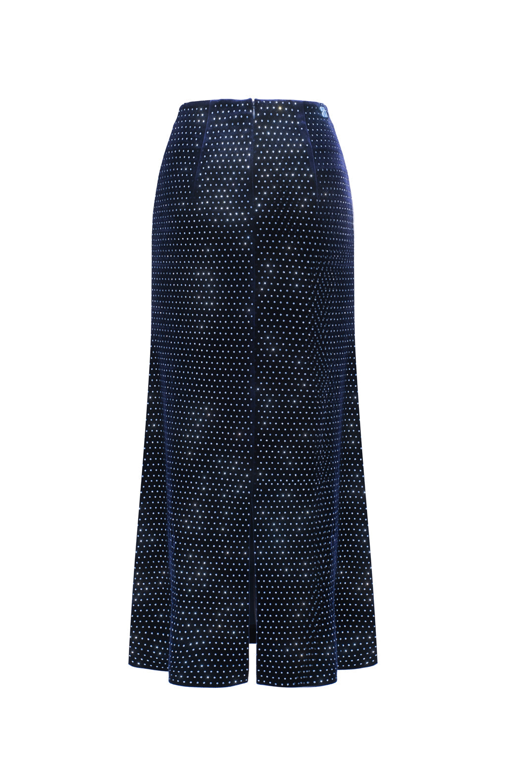 Jupe Midi En Velours À Cristaux - Bleu Palace