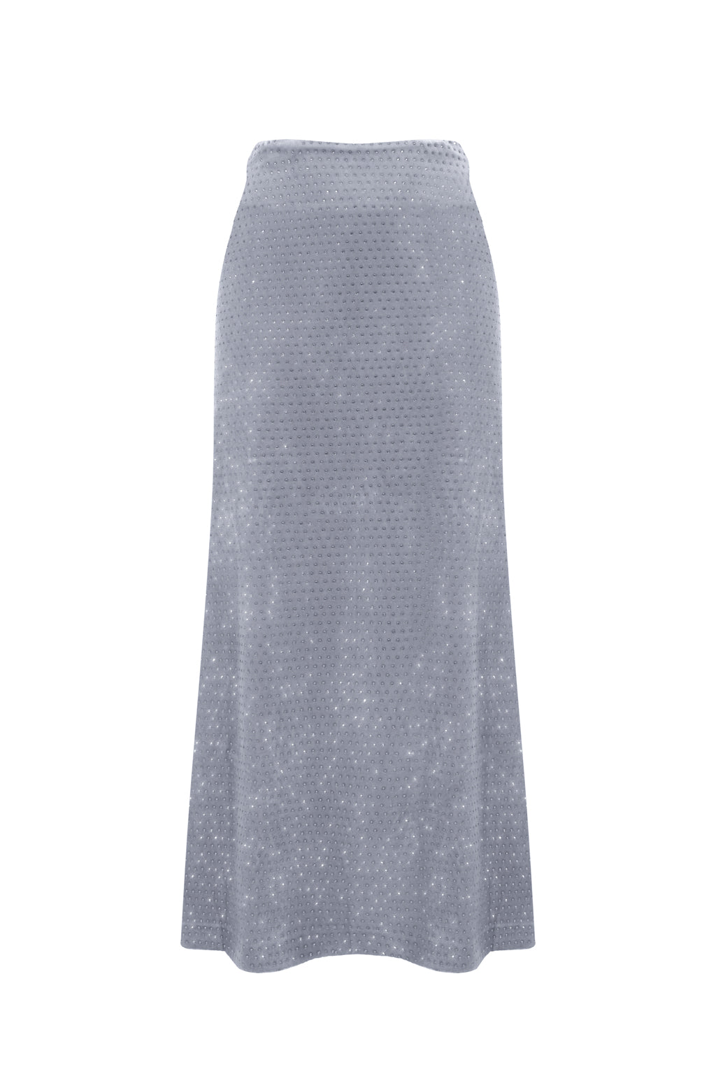 Jupe midi en velours à cristaux - gris
