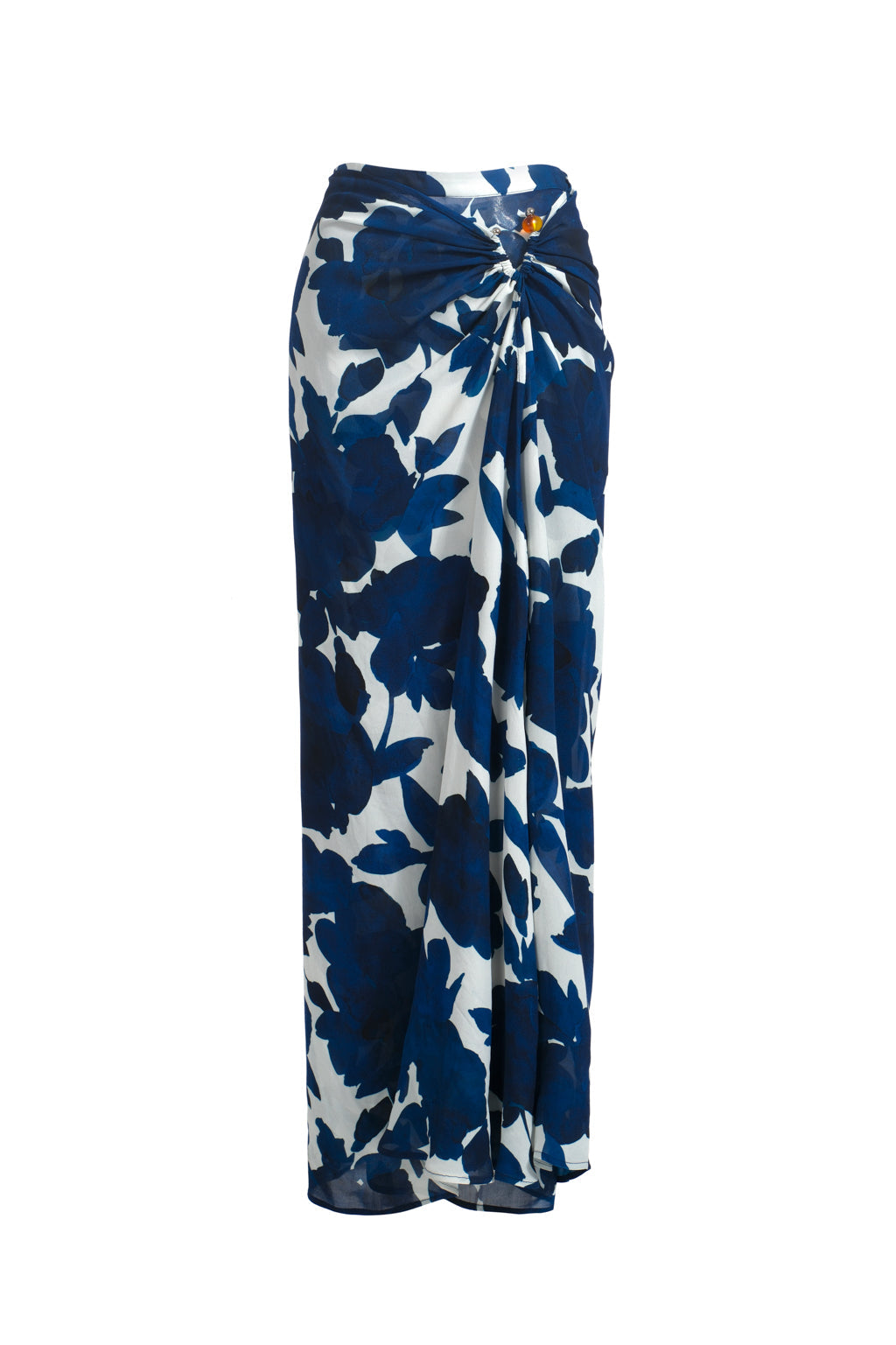 Falda larga de crepé estampado - Azul