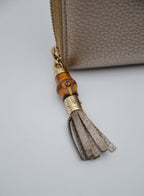 Gucci Gold Grained Leather Bamboo Zippy Wallet