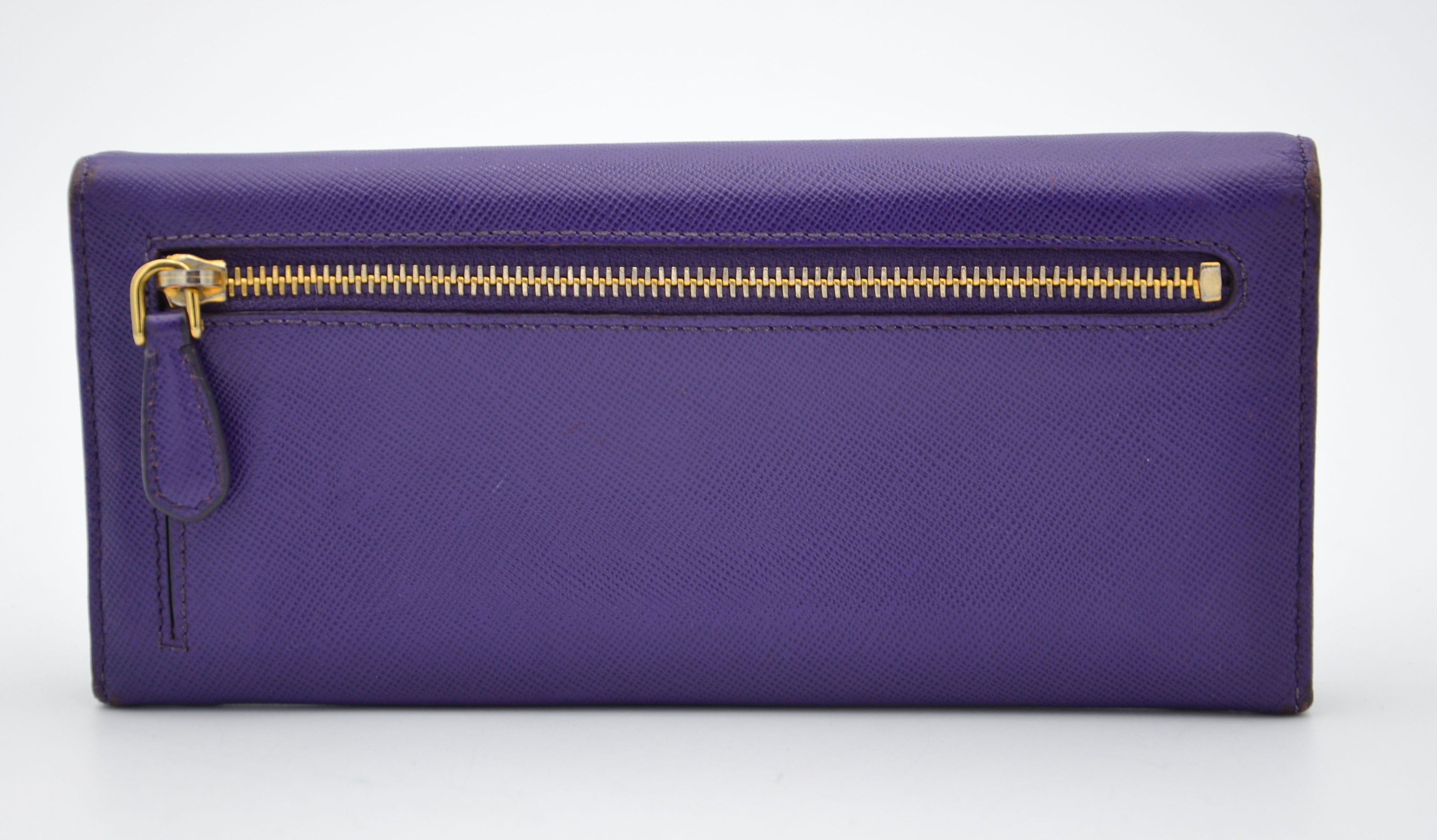 Long Prada Wallet in Purple Saffiano Leather