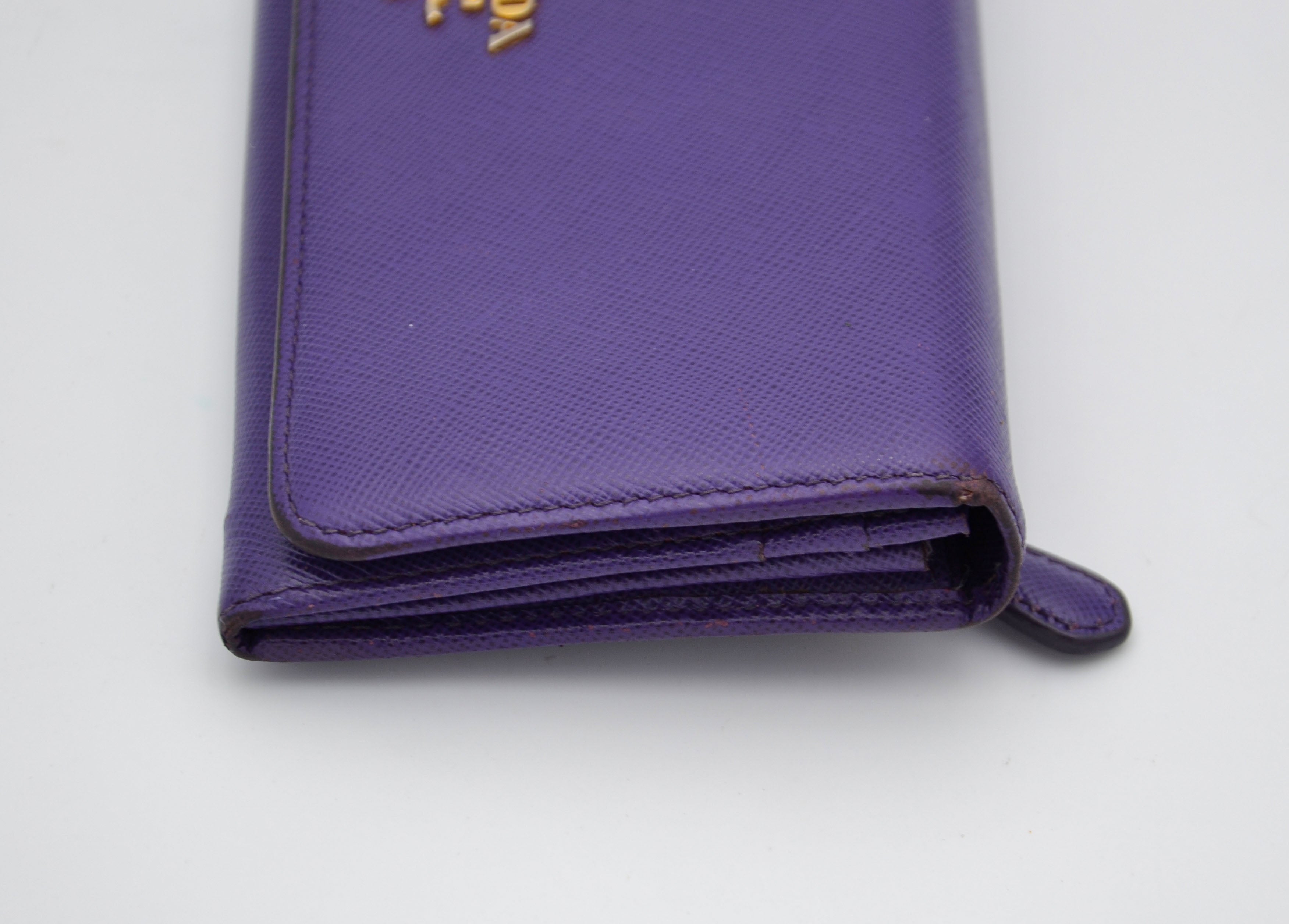 Long Prada Wallet in Purple Saffiano Leather