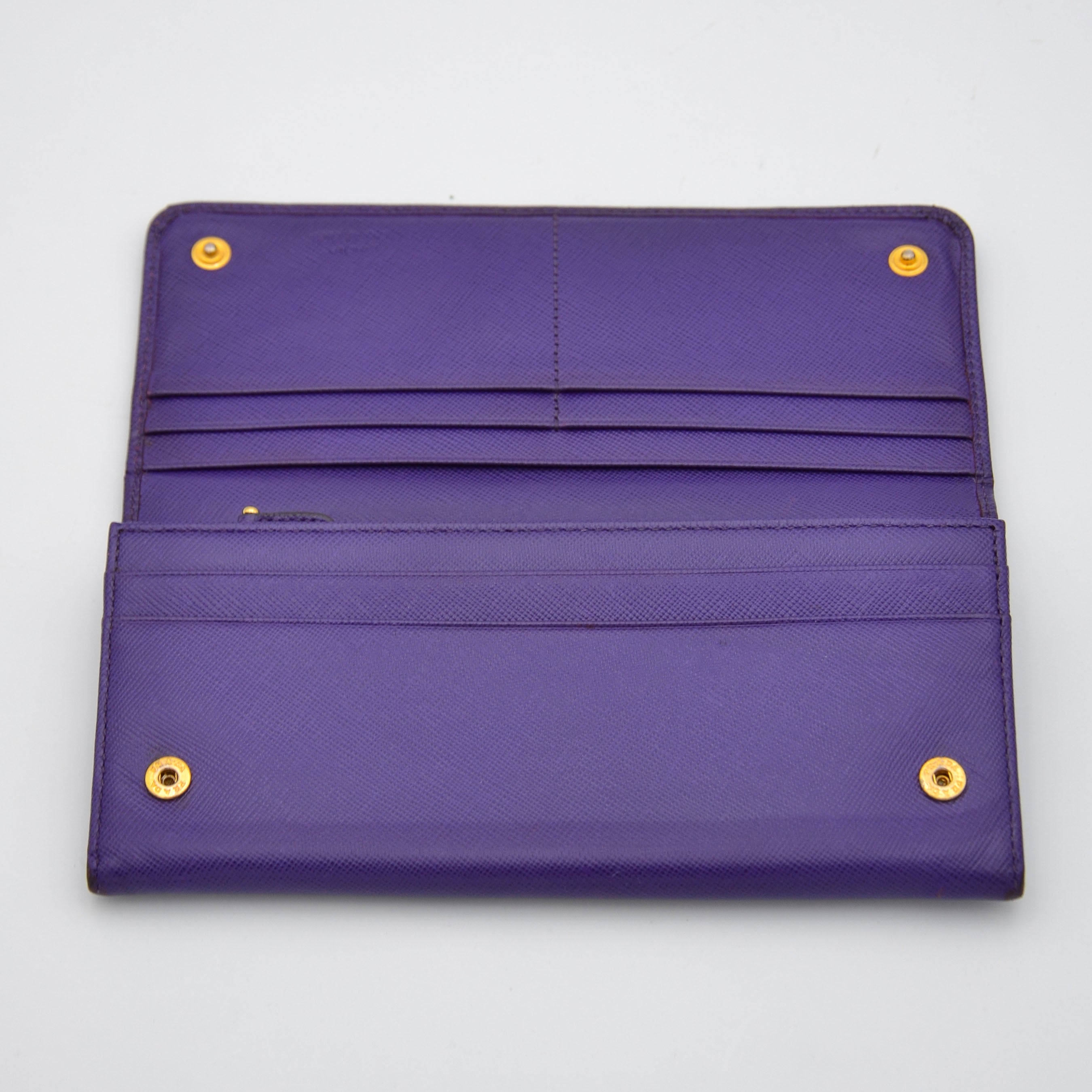 Long Prada Wallet in Purple Saffiano Leather