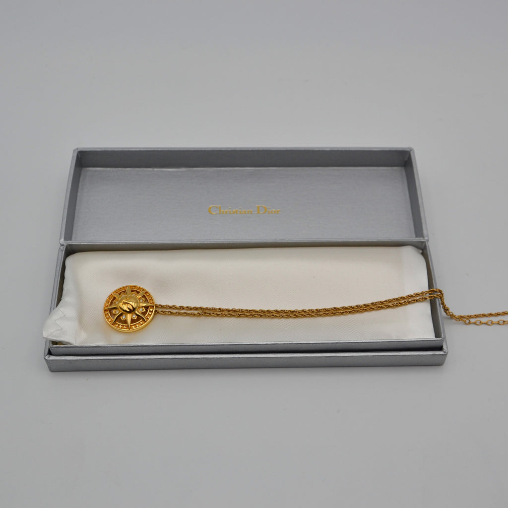Christian Dior Collier Pendentif Soleil Félin Vintage