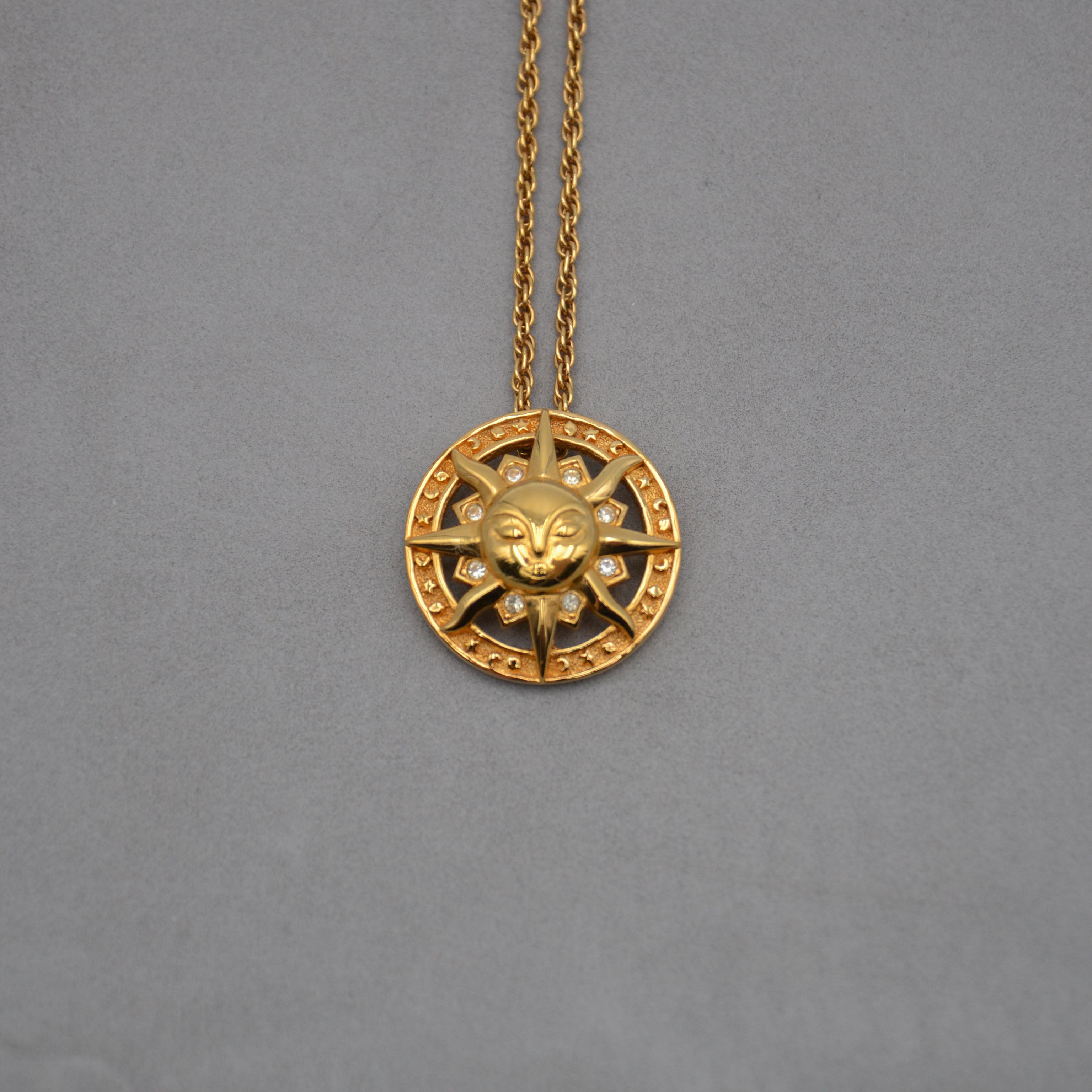 Christian Dior Collier Pendentif Soleil Félin Vintage