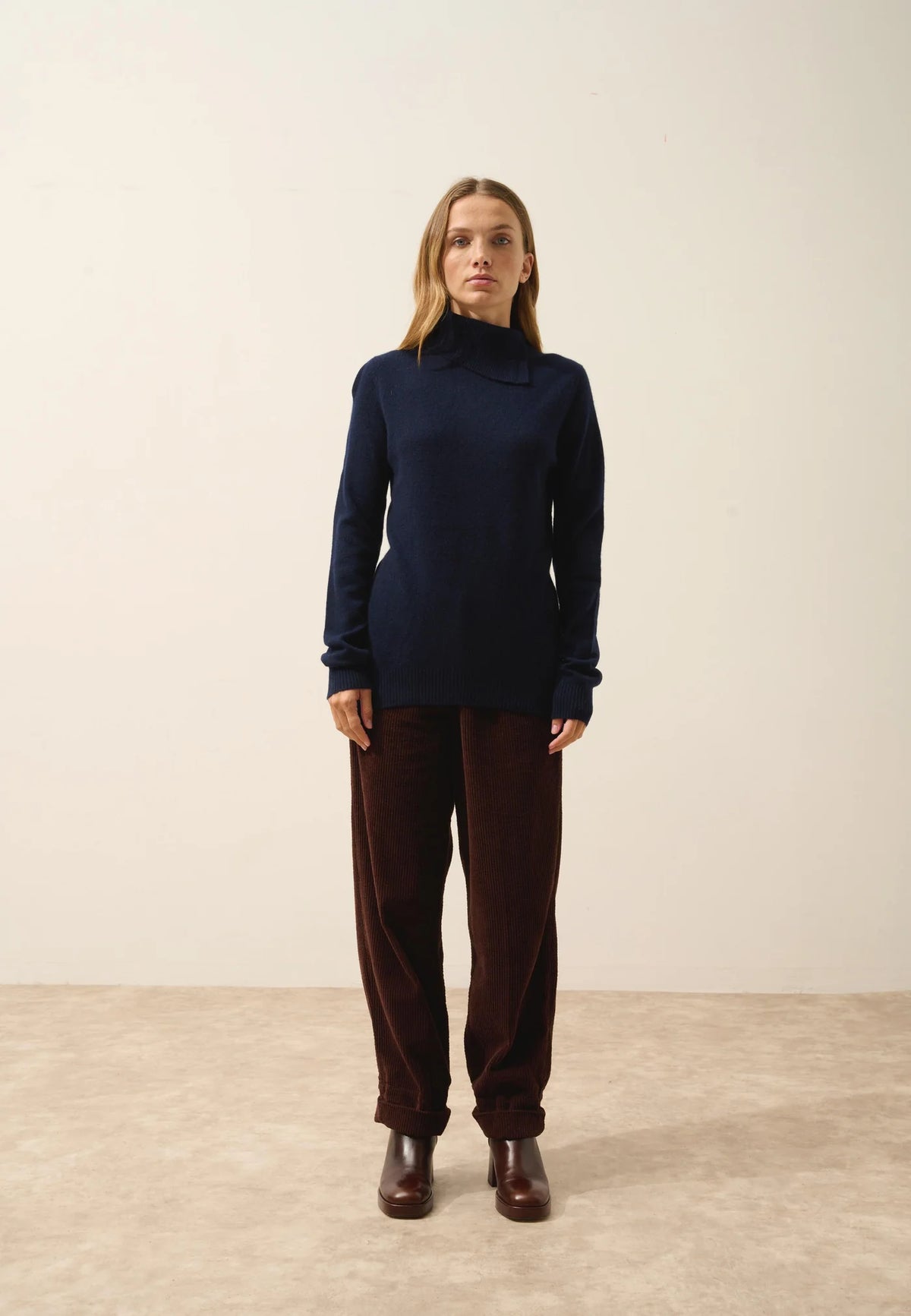 Sweter z golfem zapinany na guziki - Dundee - Navy