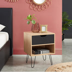 Duo - Set di 2 comodini - Effetto rovere - Nero