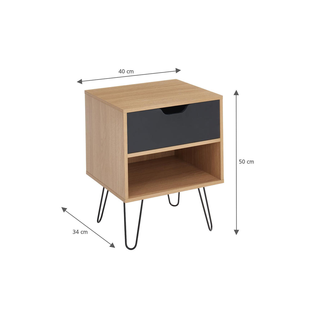 Duo - Set di 2 comodini - Effetto rovere - Nero