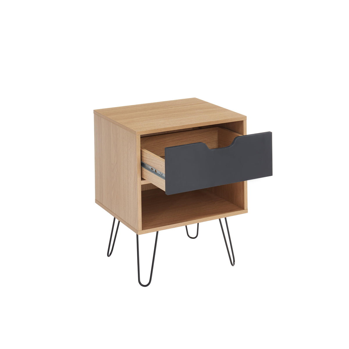 Duo - Set di 2 comodini - Effetto rovere - Nero