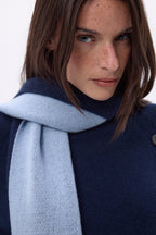 Echarpe Tres Épaiesse Double Face Bi Colore Duo - Bleu Marine-Bleu Ciel - Mixte - 100% Cachemire