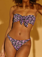 Purple Flowers Swim Tanga