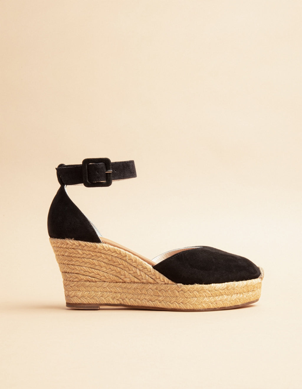 Alpargatas con cuña y tiras de ante Dolce Vita - Piel ante negro - Mujer