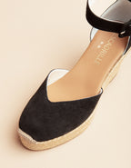 Alpargatas con cuña y tiras de ante Dolce Vita - Piel ante negro - Mujer